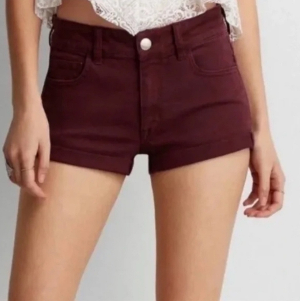 American Eagle Outfitters High Waist Shorts - Burgundy